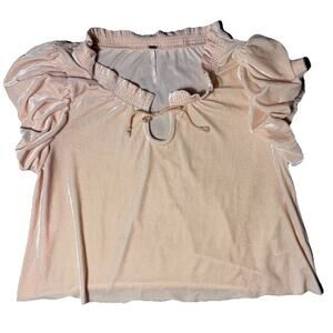 Free People Terese Velvet Velour Top in Soft Pink Peach Womens M Boho